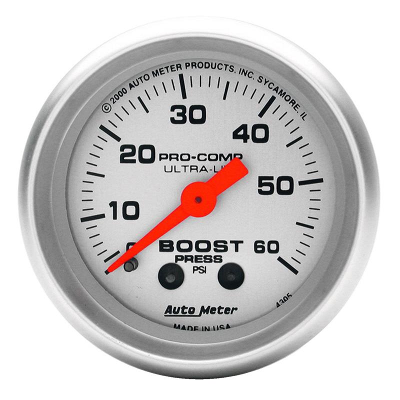 AutoMeter 4305 Ultra-Lite 52mm 60 PSI Mechanical Boost Gauge