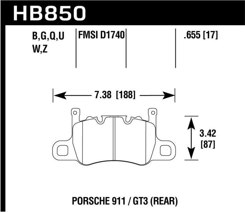 Hawk Performance HB850Z.655 Performance Ceramic Street Brake Pads