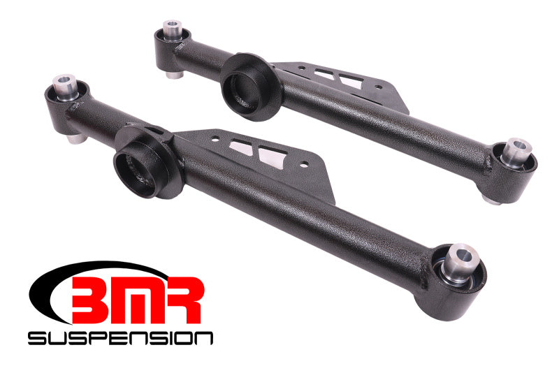 BMR 79-98 Fox Mustang Non-Adj. Lower Control Arms with Spherical Bearings - Black Hammertone