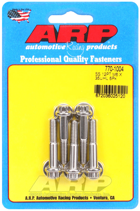 ARP 770-1004 M6 x 1.00 x 35mm 12pt SS Bolts (5/pkg)