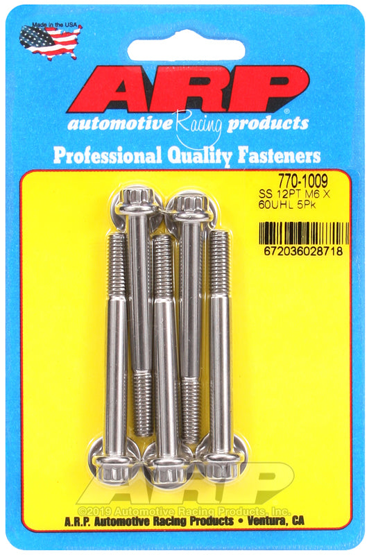 ARP 770-1009 M6 x 1.00 x 60mm 12pt SS Bolts (5pk)