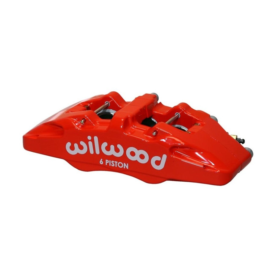 Wilwood Caliper-Forged Dynapro 6 5.25in Mount-Red-L/H 1.62/1.12/1.12in Pistons 0.81in Disc - #120-13435-RD