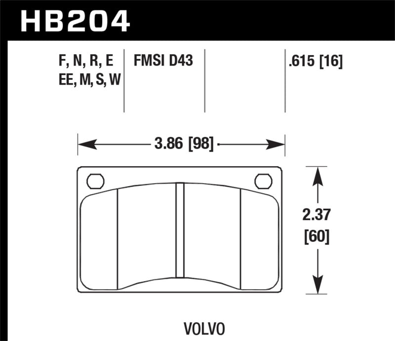 Hawk Performance HB204W.615 DTC-30 Motorsport Brake Pads