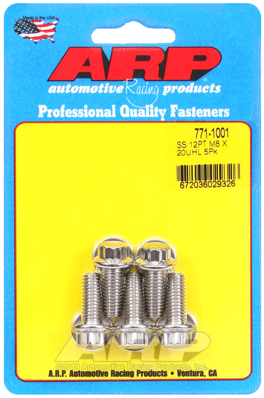 ARP 771-1001 M8 x 1.25 x 20mm 12pt SS Bolts (5/pkg)
