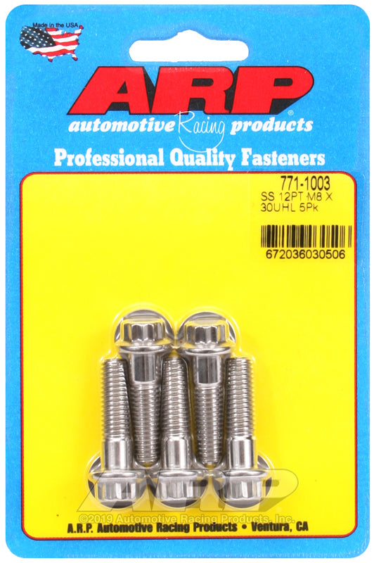 ARP 771-1003 M8 x 1.25 x 30mm 12pt SS Bolts (5/pkg)