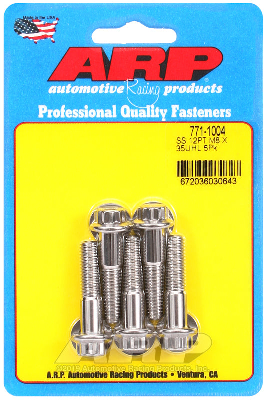 ARP 771-1004 M8 x 1.25 x 35mm 12pt SS Bolts (Set of 5)