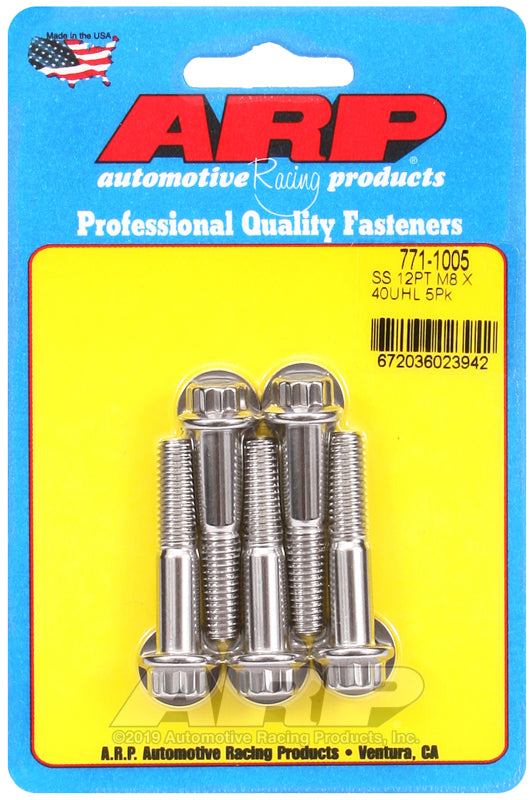 ARP 771-1005 M8 x 1.25 x 40mm 12pt SS Bolts (Set of 5)