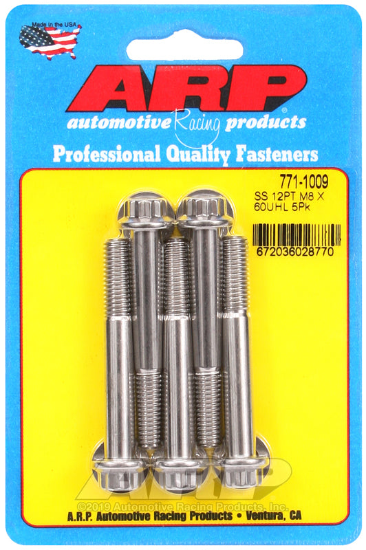 ARP 771-1009 M8 x 1.25 x 60mm 12pt SS Bolts (5/pkg)