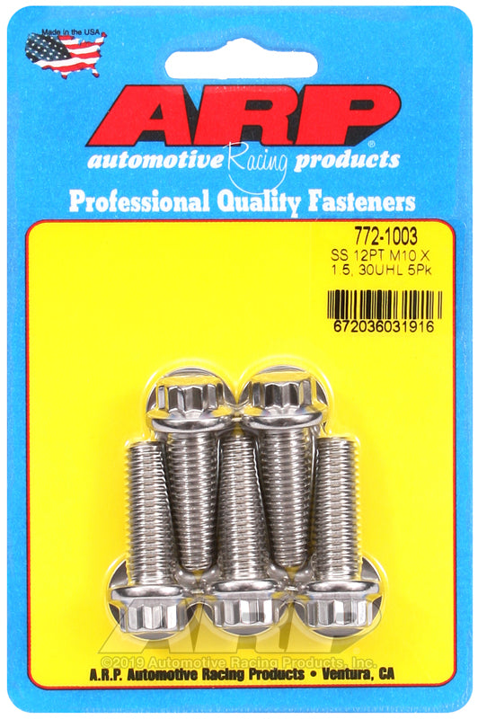 ARP 772-1003 M10 x 1.50 x 30mm 12pt SS Bolts (5/pkg)