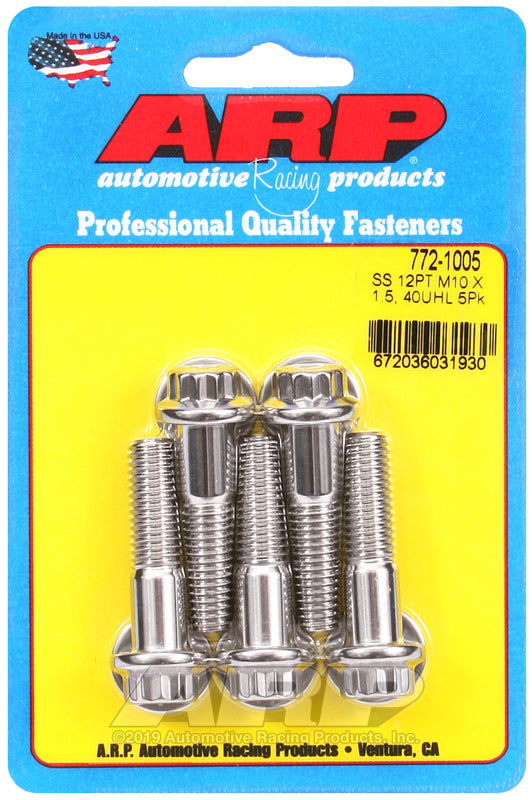 ARP 772-1005 M10 x 1.50 x 40mm 12pt SS Bolts (5/pkg)