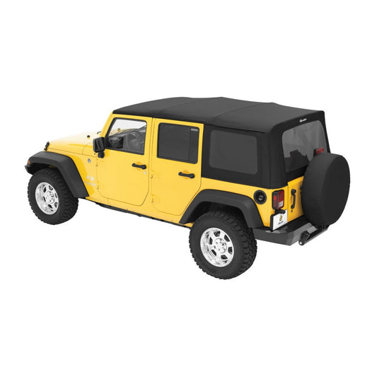 Bestop 07-09 Jeep Wrangler JK 4-Door Rep A-Top (Blk Diamond Sailcloth Tinted Windows No Door Skins)