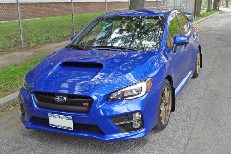 Rally Armor UR Mud Flaps - 2015-2021 Subaru WRX / WRX STI - Blue/White Logo - #MF32-UR-BL/WH