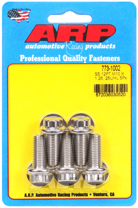 ARP 773-1002 M10 x 1.25 x 25mm 12pt SS Bolts (5/pkg)