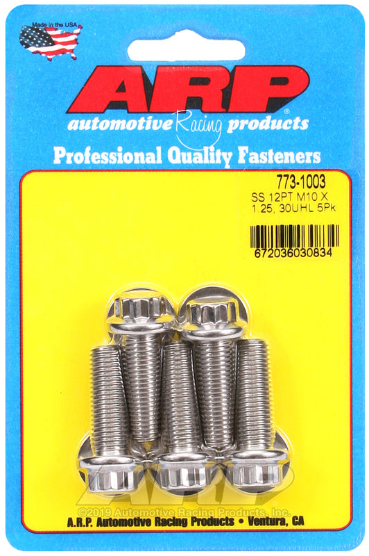 ARP 773-1003 M10 x 1.25 x 30mm 12pt SS Bolts (5/pkg)
