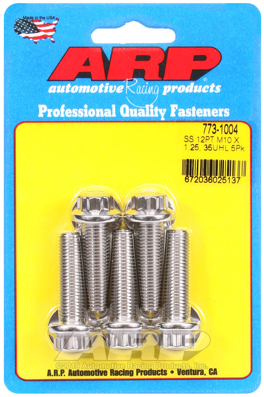 ARP 773-1004 M10 x 1.25 x 35mm 12pt SS Bolts (5/pkg)