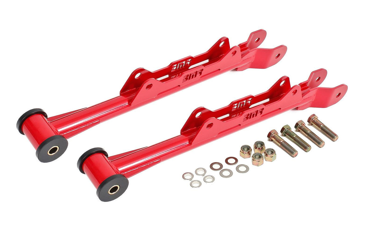 BMR 2010-2015 5th Gen Camaro Chrome Moly Non-Adj. Rear Lower Control Arms (Delrin) - Red