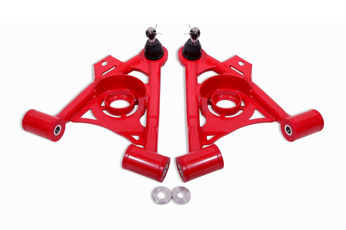 BMR 79-93 Fox Mustang Non-Adj Lower A-Arms Standard Ball Joint Spring Pocket - Red