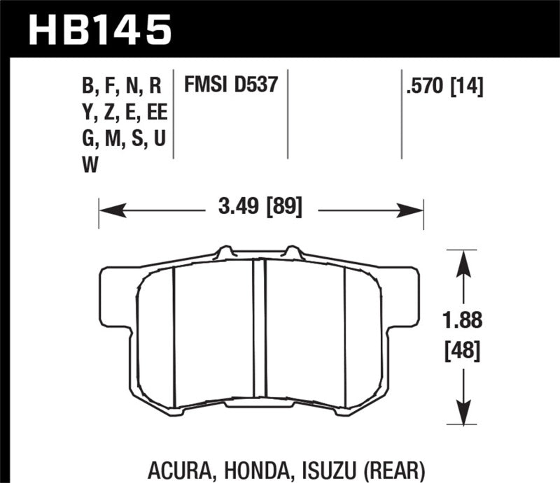 Hawk Performance HB145W.570 DTC-30 Motorsport Brake Pads