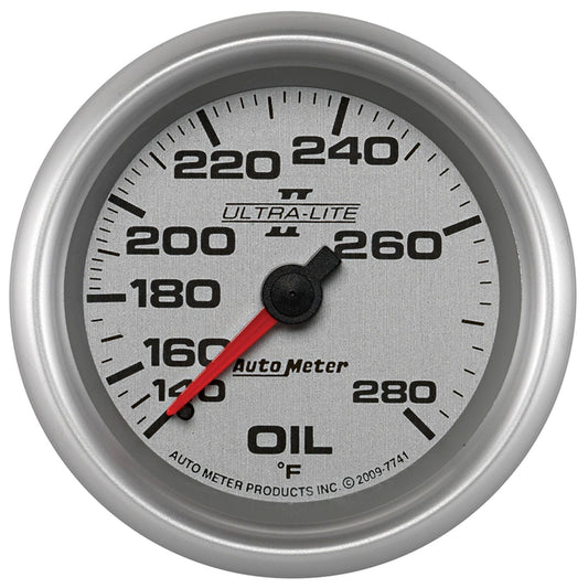 AutoMeter 7741 Gauge Oil Temperature 2-5/8in 140-280 Degrees F Mechanical Ultra-Lite II