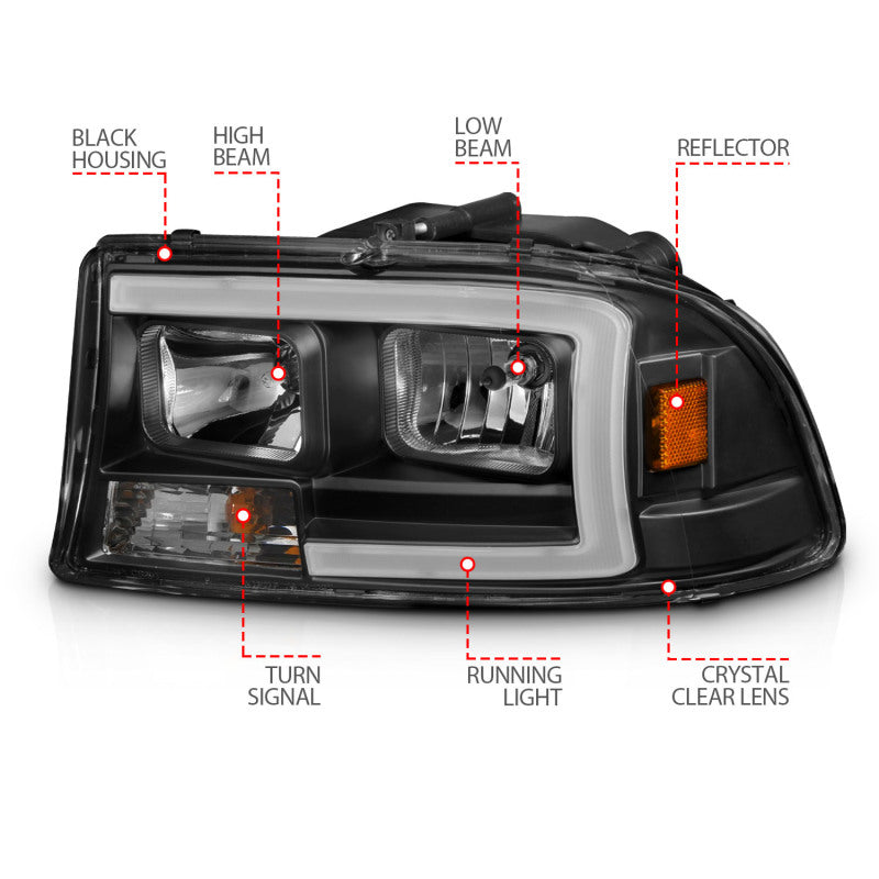 ANZO 1997-2004 Dodge Dakota Crystal Headlights