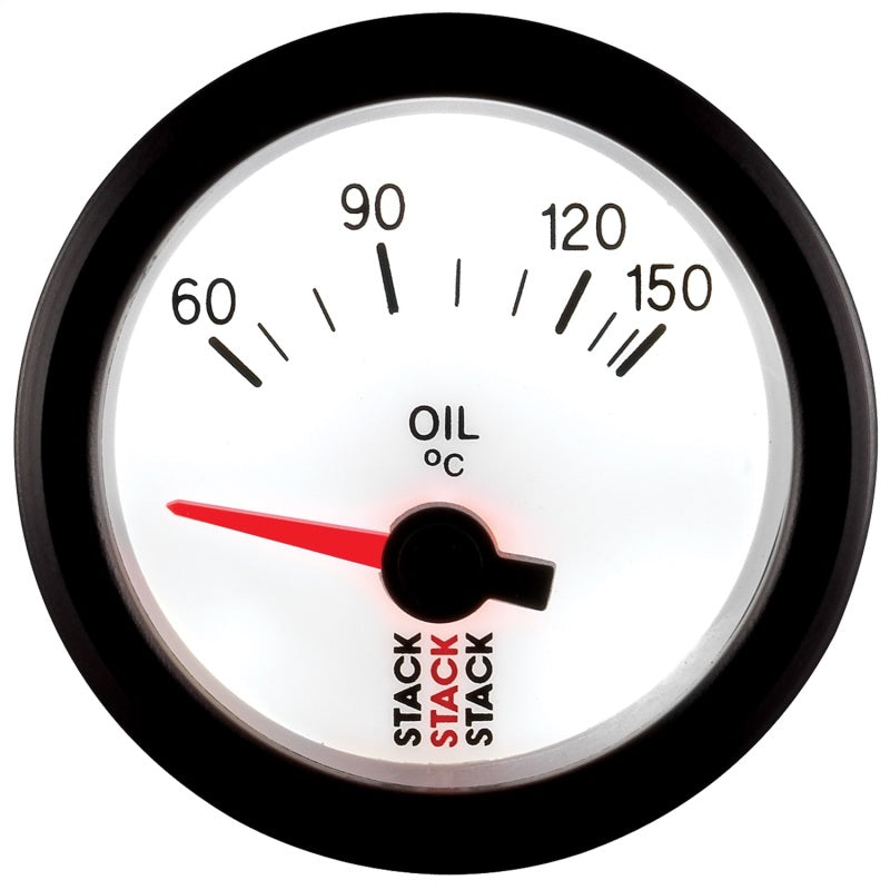 AutoMeter ST3259 Stack 52mm 60-150 Degrees C M10 Male Electric Oil Temperature Gauge - White