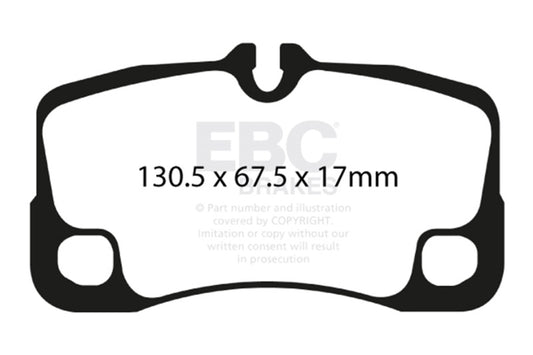 EBC 09-12 Porsche 911 (997) (Cast Iron Rotor only) 3.6 Carrera 2 Yellowstuff Rear Brake Pads DP41930R