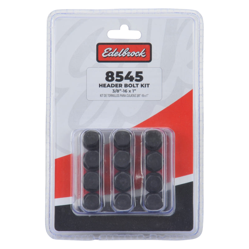Edelbrock 8545 Exhaust Header Bolts 3/8 in-16 x 3/4 in Black Oxide (Set Of 12)