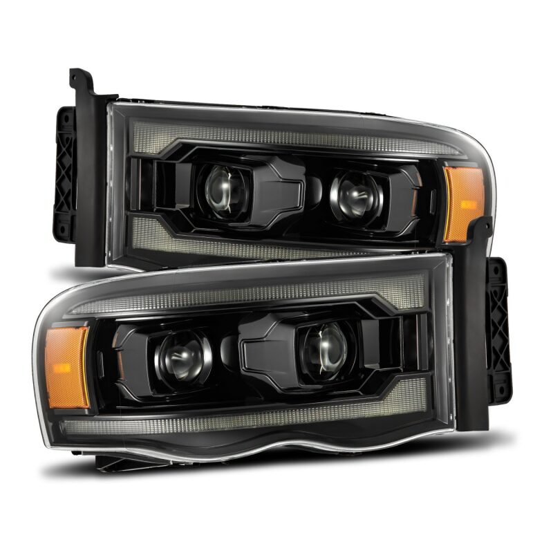 AlphaRex 880572 02-05 Dodge Ram 1500 PRO-Series Projector Headlights Plank Style Alpha Black w/Sequential Signal