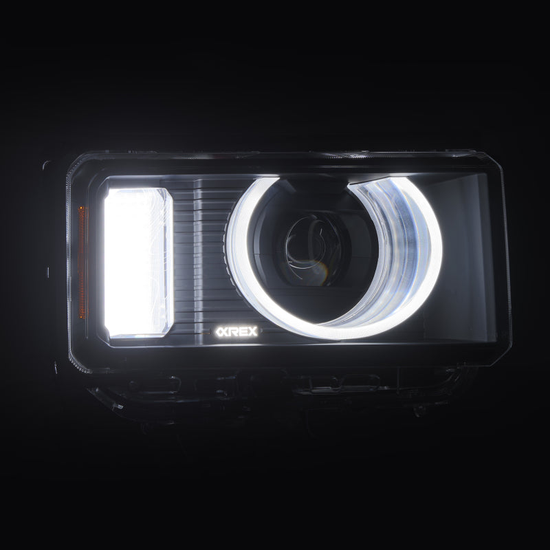 AlphaRex 880899 24-26 Toyota LC Heritage LUXX LED Projector Headlight Black with Activation Light/Sequential Signal/Switchback