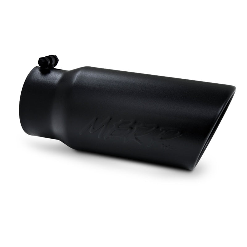 MBRP T5051BLK 12in Black Finish Angled Rolled End Exhaust Tip