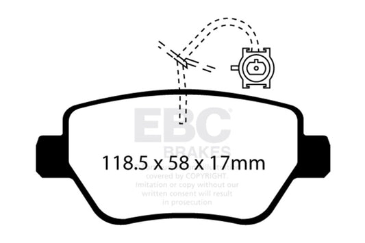 EBC 2014-2016 Maserati Ghibli 3.0L Twin Turbo (330) Redstuff Rear Brake Pads DP32258C