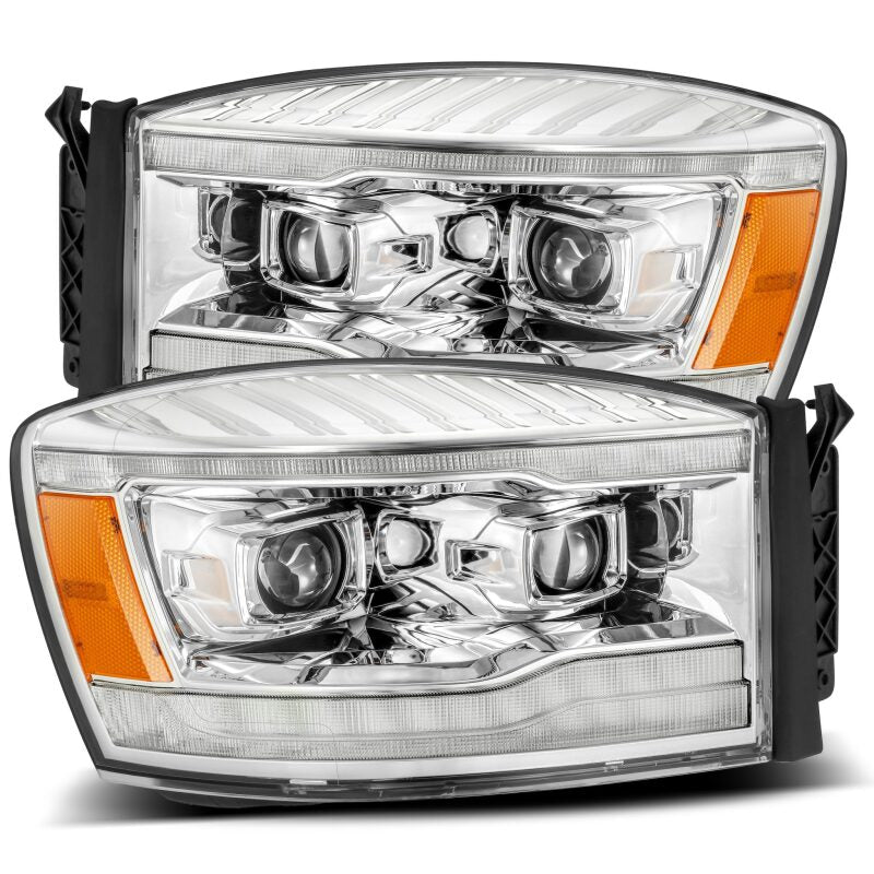 AlphaRex 880534 06-08 Dodge Ram 1500 HD LUXX LED Projector Headlights Plank Style Chrome w/Sequential Signal/DRL