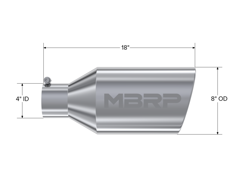 MBRP T5128 Exhaust Tip - 8" OD; Rolled End; 4" ID; 18" length | T304 Stainless