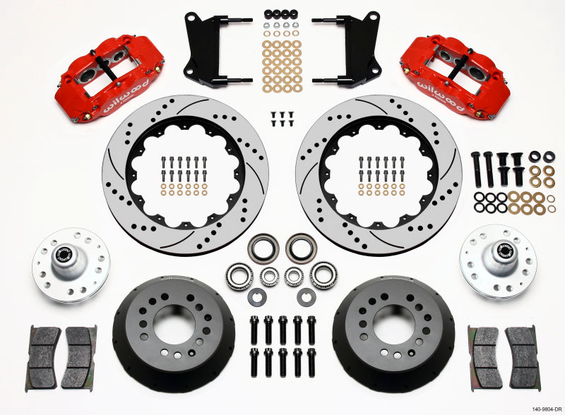 Wilwood Narrow Superlite 6R Front Hub Kit 14.00in Drill Red 67-69 Camaro 64-72 Nova Chevelle - #140-9804-DR