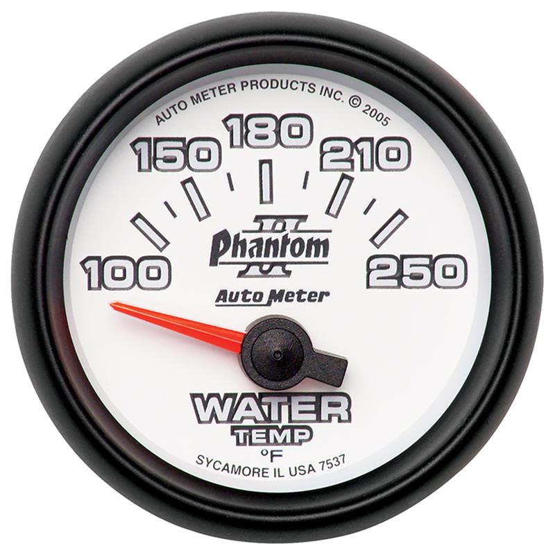 AutoMeter 7537 Phantom II 52.4mm Short Sweep Electric 100-250 Degrees F Water Temperature Gauge