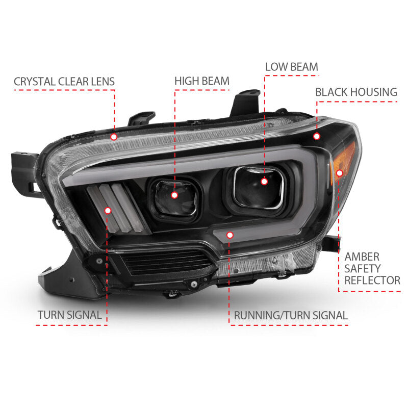 ANZO 2016-2023 Toyota Tacoma LED Projector Headlights