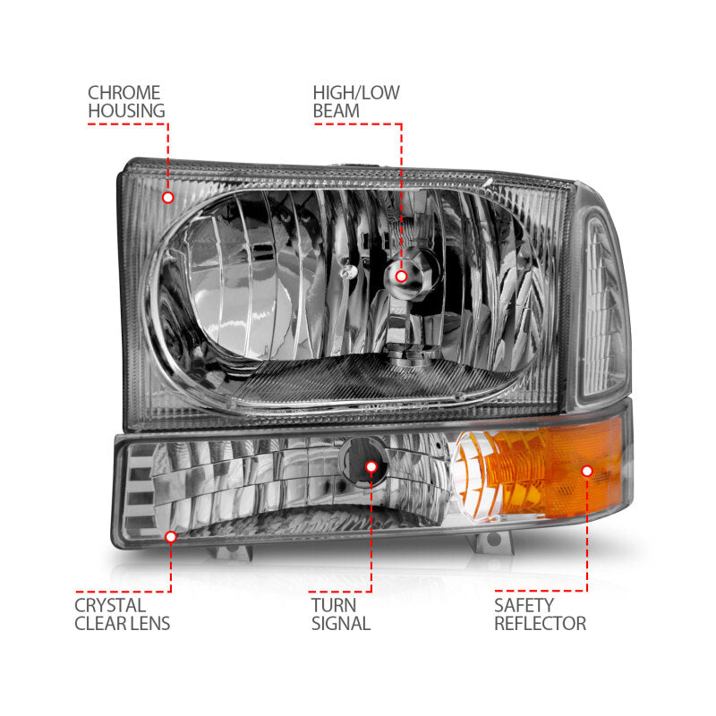 ANZO 1999-2004 Ford F-250 Super Duty Crystal Headlights