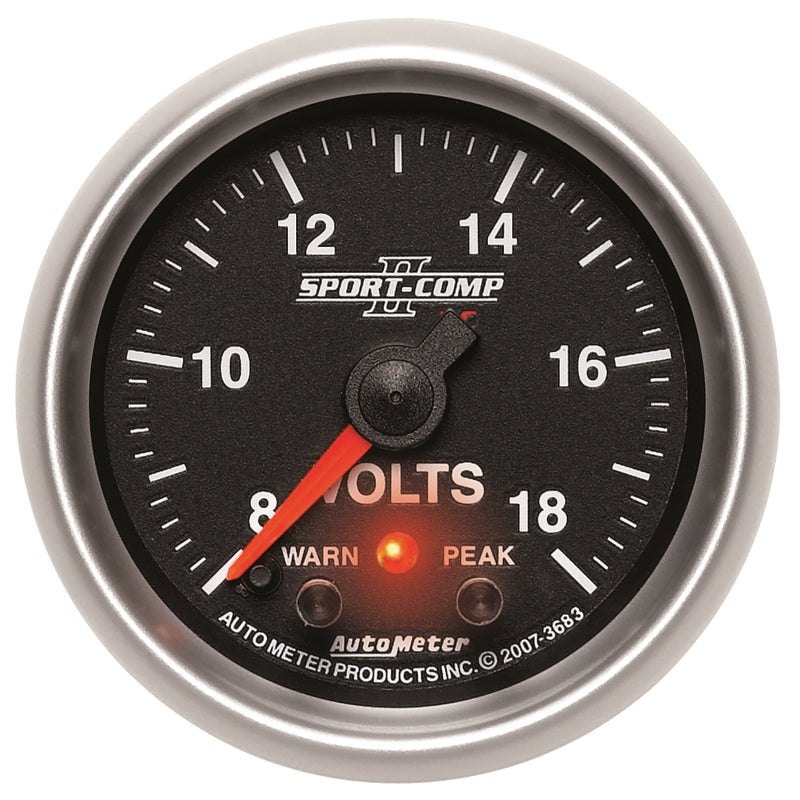 AutoMeter 3683 Sport-Comp II 2-1/16in Digital Voltmeter Gauge - 18V