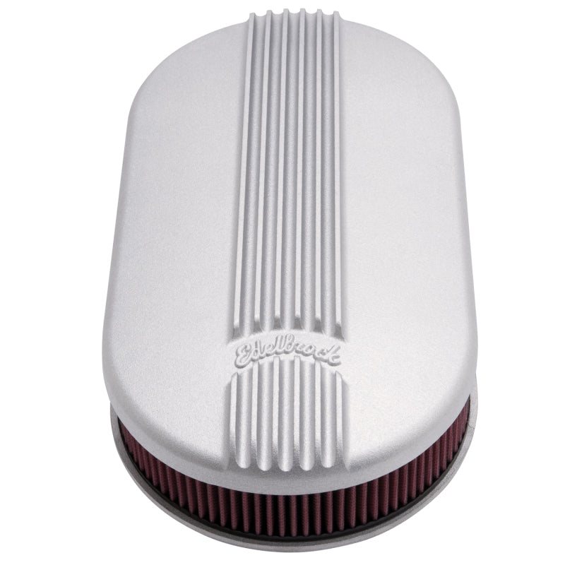 Edelbrock 41199 Air Cleaner Classic Series Oval Aluminum 17.5 in x 9.35 in x 4.45 in Dual Carburetor