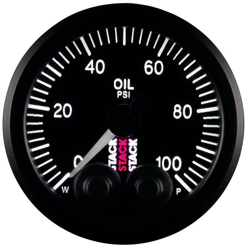 AutoMeter ST3502 Stack Pro-Control 52mm 0-100 PSI Oil Pressure Gauge Black 1/8 NPTF
