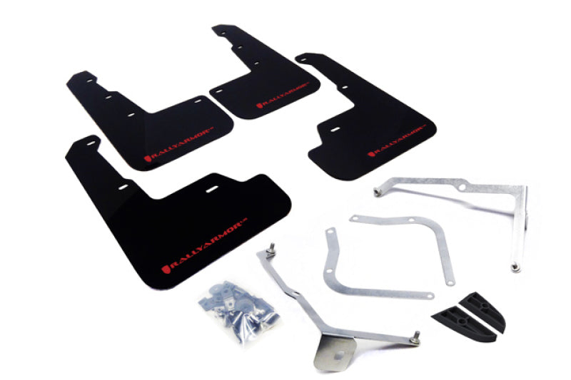 Rally Armor UR Mud Flaps - 2015-2021 Subaru WRX / WRX STI - Black/Red Logo - #MF32-UR-BLK/RD