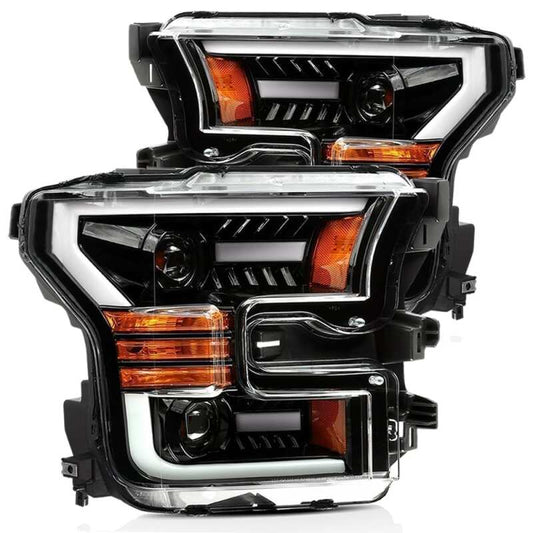 AlphaRex 880168 15-17 Ford F-150 LUXX LED Projector Headlights Plank Style Alpha Black w/Activation Light/DRL