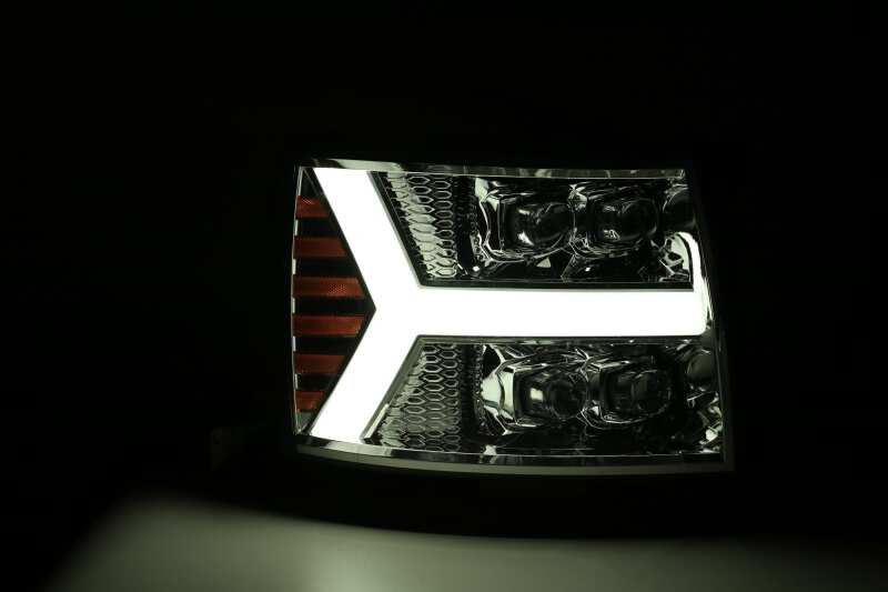 AlphaRex 880207 07-13 Chevrolet 1500 HD NOVA LED Projector Headlights Plank Style Chrome with Activation Light/Sequential Signal