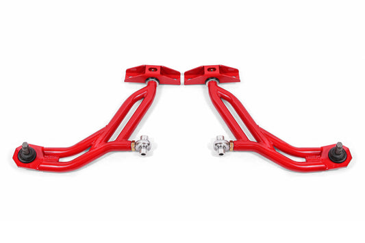 BMR 2010-2014 Ford Mustang Adj. Lower A-Arms with Delrin/Rod End / 19mm Tall Ball Joint - Red