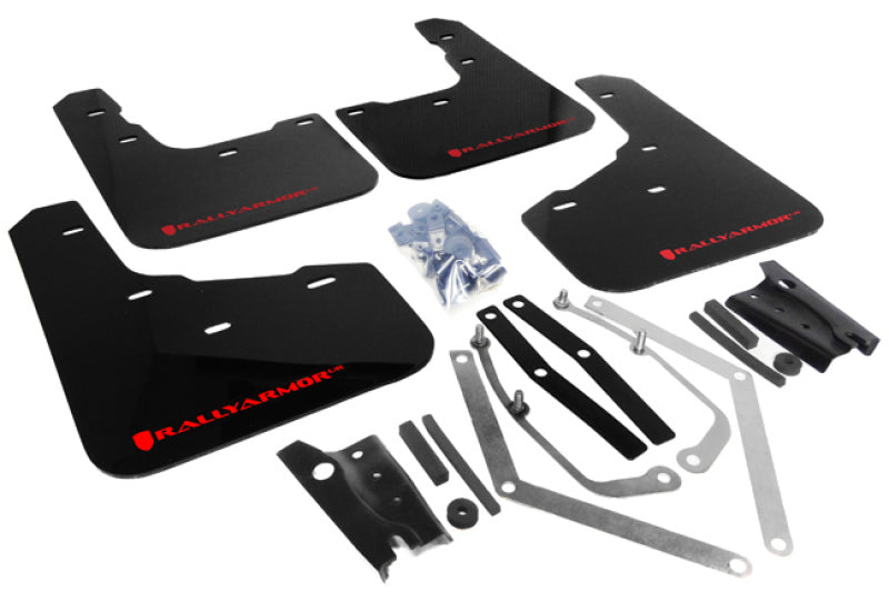 Rally Armor UR Mud Flaps - 2014-2019 Ford Fiesta - Black/Red Logo - #MF29-UR-BLK/RD