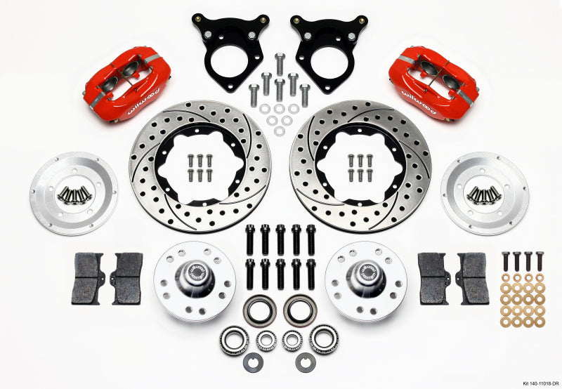 Wilwood Forged Dynalite Front Kit 11.00in Drilled Red 87-93 Mustang 5 Lug - #140-11018-DR