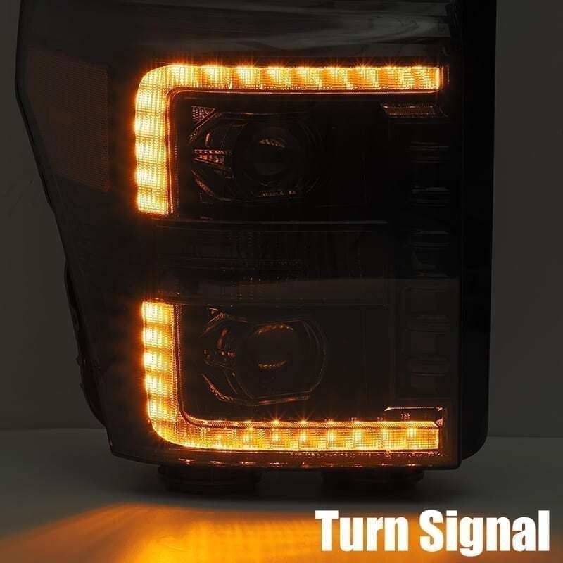AlphaRex 880143 11-16 Ford F-350 SD LUXX LED Projector Headlights Plank Style Alpha Black w/Activation Light/Sequential Signal