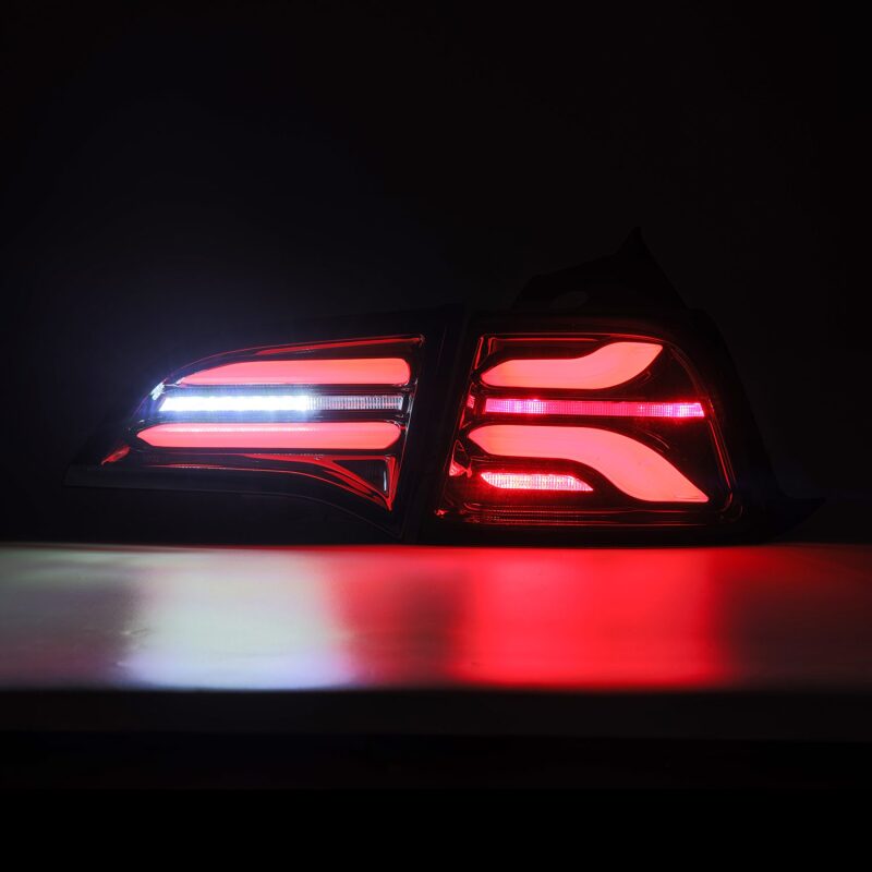 AlphaRex 601010 17-22 Tesla Model 3 PRO-Series LED Tail Lights Jet Black w/Sequential Signal