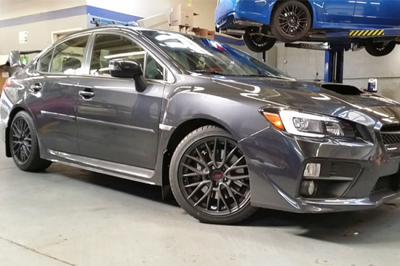 Rally Armor UR Mud Flaps - 2015-2021 Subaru WRX / WRX STI - Black/White Logo - #MF32-UR-BLK/WH