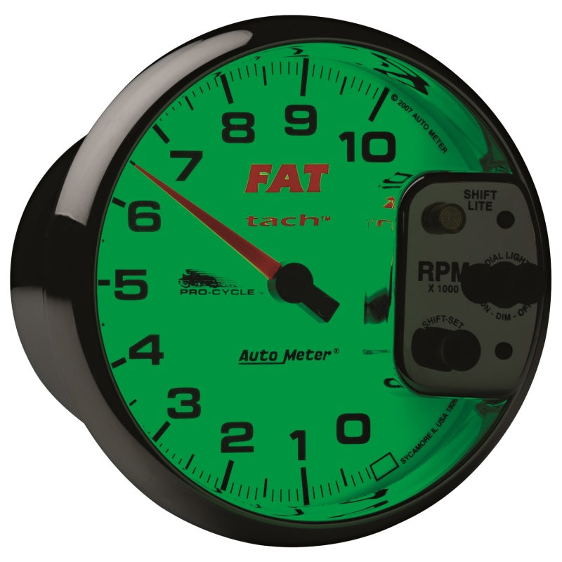 AutoMeter 19265 Pro-Cycle 5in 10K RPM Tachometer with Shift-Lite 2 & 4 Cylinder White